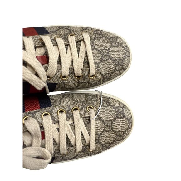 Gucci Womens GG Supreme Canvas Ace Sneakers Size 37.5 Red & Blue Stripes Made In - Picture 15 of 15